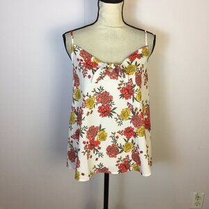 Loft Blouse Cami Tank Top Size M Womans Floral Print Sleeveless V-Neck Keyhole